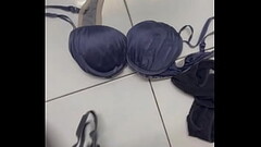 Masturbate with workmate lingerie'_s in her room and cum on her bra Thumb